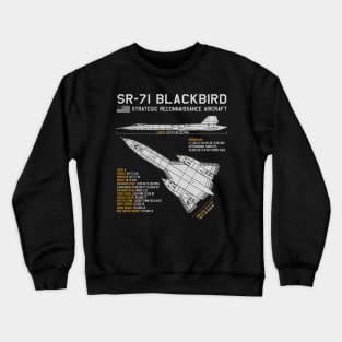 SR-71 Blackbird Blueprint US Aircraft Plane Airplane Crewneck Sweatshirt